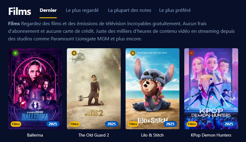 Image de l'interface Filmoflix